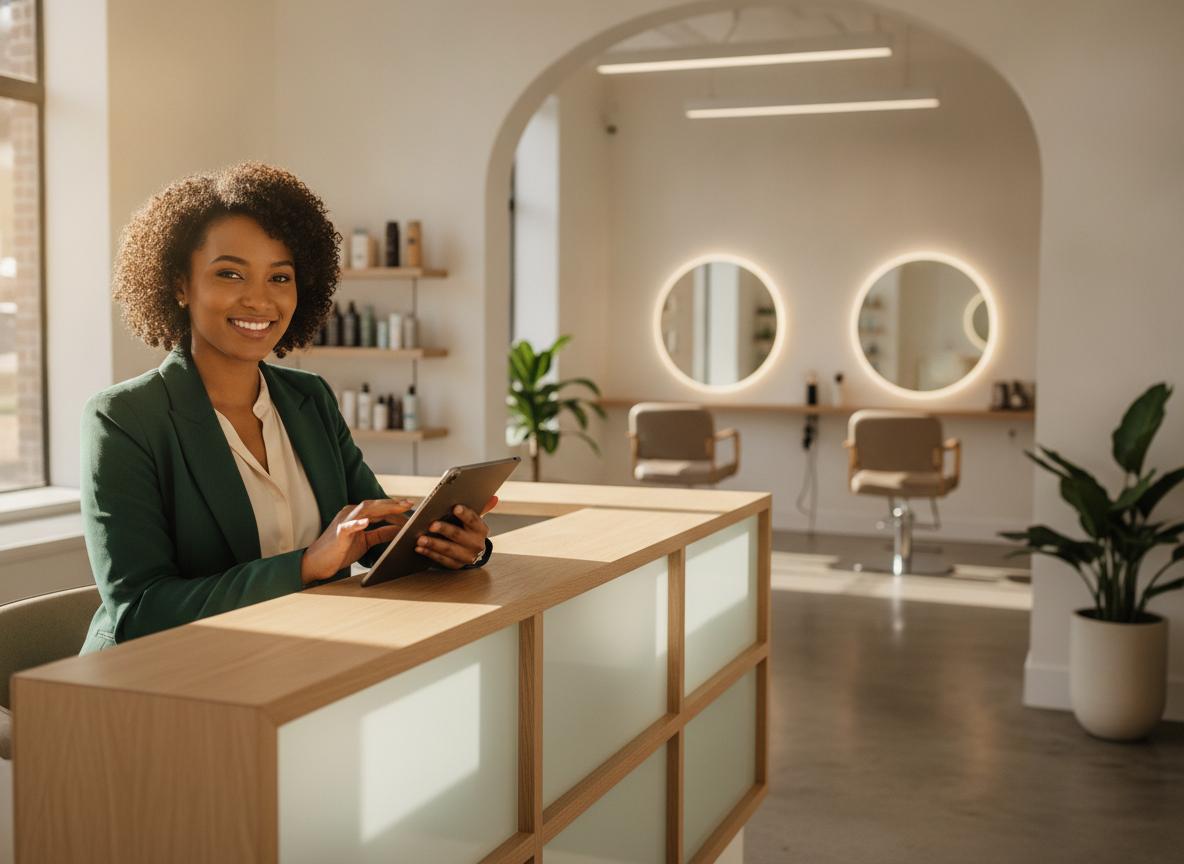 Business owner running her space